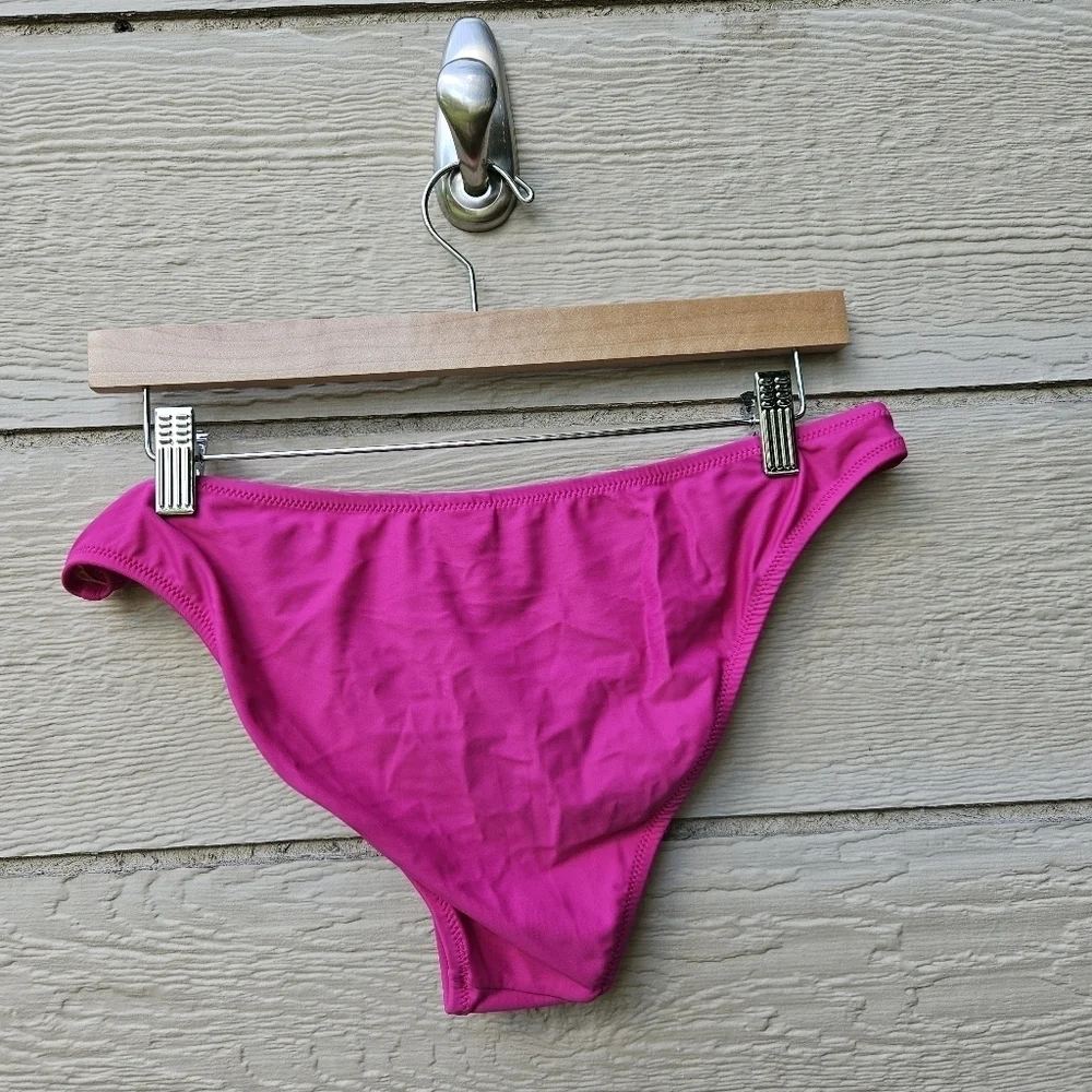 NWT J. Crew hot pink Heritage 1989 high-leg bikini bottom large